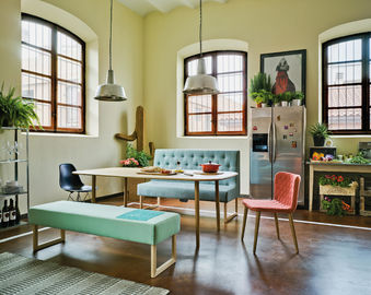 Современный цвет сини мебели софы посадочных мест будочки ресторана столовой