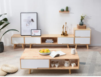 Шкаф пола живущей комнаты мебели квартиры комбинации таблицы чая шкафа ТВ твердой древесины изготовленный на заказ