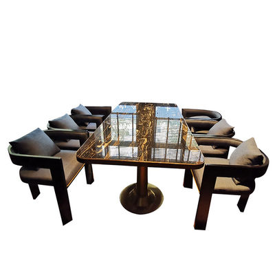 Мраморная мебель патио ресторана, прямоугольный квадратный мраморный верхний обеденный стол